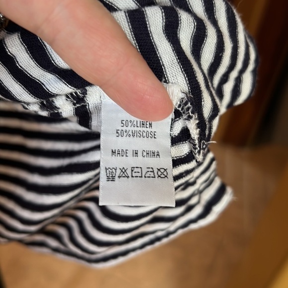 FOIL Linen Blend Black White Stripe Rainbow Collar Size XS - Picture 4 of 6